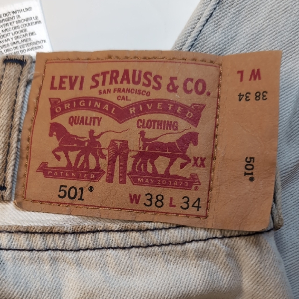 Levi's 501 Button Fly Acid Wash Jeans 38/34 - Picture 4 of 7